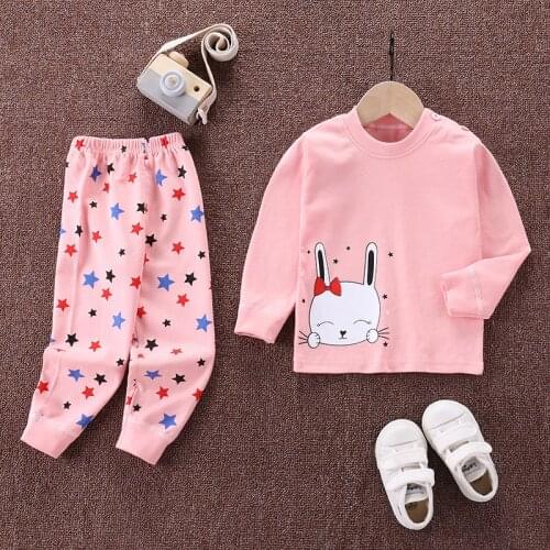2020 New Spring Autumn Baby Boys Girls Clothing Sets Tracksuit 2PCS Cotton Sport Suit Cartoon T-shirt+Pants Kids Clothes Sets
