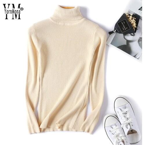 YornMona Soft Skinny Turtleneck Sweater Women 2019 New Basic Korean Style Pullover Winter Tops High Quality Women Sweater Tricot