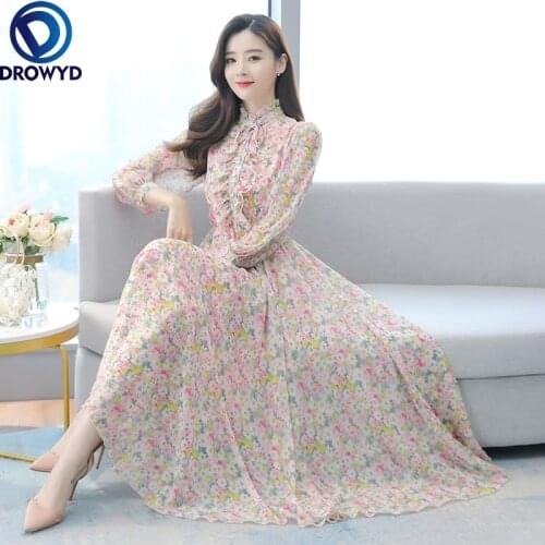 Spring Autumn Boho Casual Runway Maxi Dresses Elegant Women Bodycon Party Vestidos 2021 Chiffon Beach Long Sleeve Midi Dresses