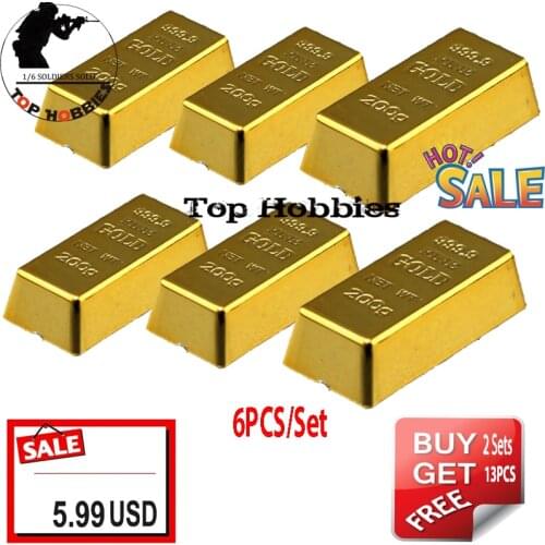 1/6 Scale Action figure Accessories 6PCS/Set 1:6th Shoe-shaped Gold bricks Magnets Model Gold Bars for 12" Figure Doll Toys Gift