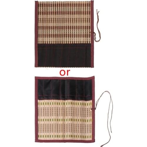 1pc Painting Brush Holder Bamboo Rolling Bag Calligraphy Pen Case Curtain Pack
