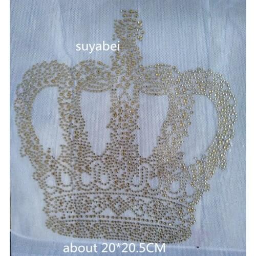 2pc/lot Big crown iron on patches accessories appliques embroidery patch iron on shirt bag hot fix rhinestone transfers