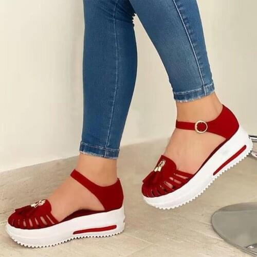 2021 Fashion Women Hollow Out Sandals Summer Wedge Heel Sandals Female Casual Sewing Increase Platform Sandals Ladies Sandalias