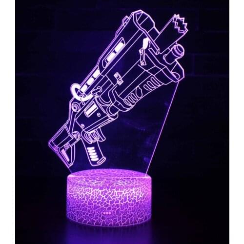 Gun Modelling 3d LED Nightlight Indoor Home Bedroom Decoration for Boys Kids Gifts Colorful Touch Remote USB Table Lamp
