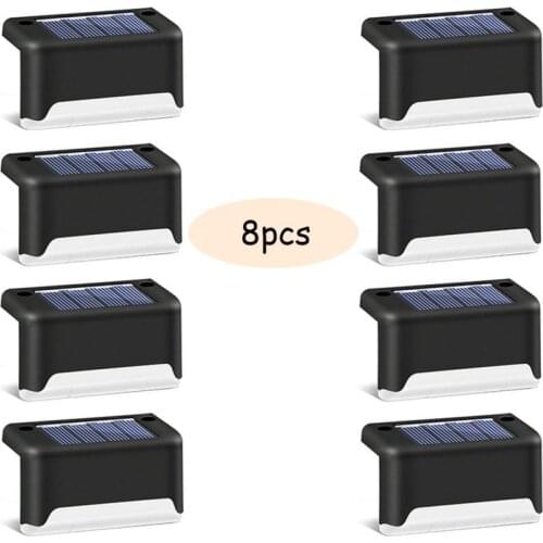 4/8/16pcs LED Solar Lamp Path Stair High Conversion Solar Lights Outdoor P55 Waterproof Deck Lights Balcony Fence Sensor Light