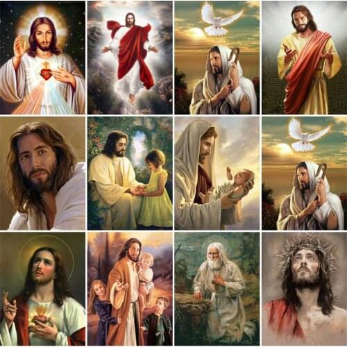 EverShine Diamond Painting Portrait DIY Beaded Needlework Diamond Embroidery Jesus Cross Stitch Kit Rhinestones Art Wall Decor