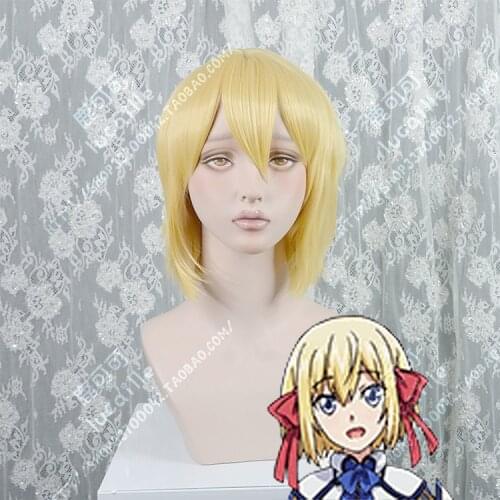 Anime Ulysses Jeanne d`Arc to Renkin no Kishi Jeanne D'arc Wig Cosplay Short Golden Heat Resistant Synthetic Hair Wig + Wig Cap