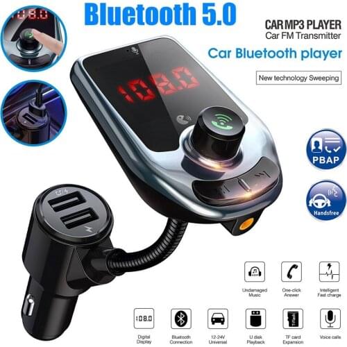 Bluetooth 5.0 FM Modulator Transmitter Car Kit MP3 Modulator Player Wireless Handsfree Audio Receiver Dual USB Fast Charger 3.1A
