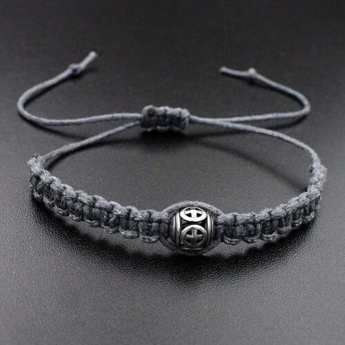 Handmade Stainless Steel Cross Bead Charm Bracelet Rope Thread String Braided Bracelets Gift For Men Women Couples