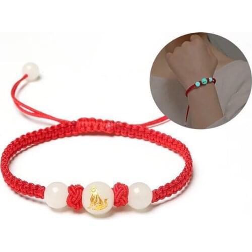 12 Zodiac Bracelet Men And Women 2021 Hot Fashion Classic Red Rope With Luminous Stone12 Zodiac Lovers Bracelet Friend Gifts