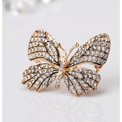 Hot Selling Shiny Rhinestone Butterful Brooches Accessories Jewelry Brooch Pin for Women & Girls Wedding Jewelry