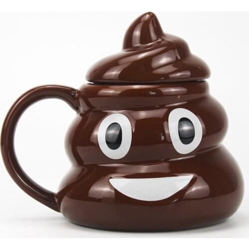 New Design Poop Cup Smiley face Ceramic Mugs Tea Coffee Cup Funny Humor Gift Ceramic Pile Of Poop Face Coffee Mug