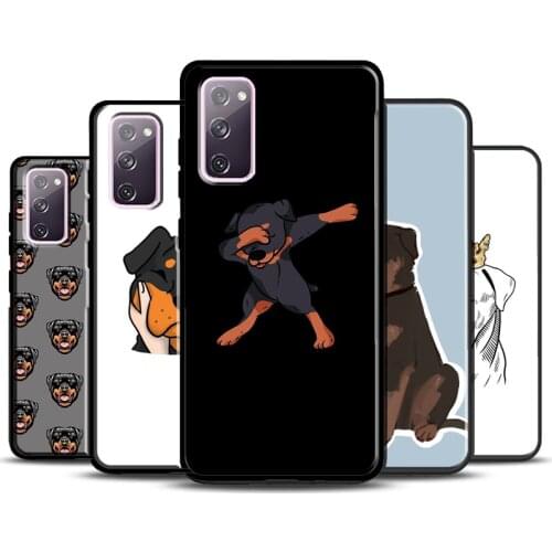 Cartoon Rottweiler Dog Case For Samsung Galaxy S21 Ultra S20 FE S8 S9 S10 Plus Note 20 Ultra Note 10 Plus Cover