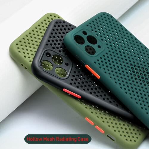 Smartphone Case for Iphone 12 Pro Max 11 7 8 Plus 6S XR XS MIni 2020 SE Cell Phone Protection Back Cover Hollow Breathable Grids