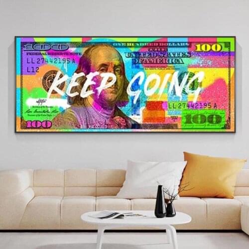 Graffiti Dollar Modern Art Canvas Inspirational Posters and Prints Creative 100 Dollars Picture Living Room Wall Decor Painting
