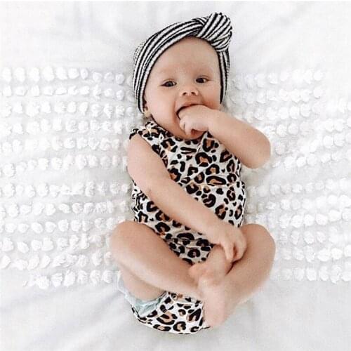0-12M Newborn Kid Baby Boy Girl Clothes Sleeveless Leopard Romper Elegant Cute lovely Cotton Sunsuit New born Baby Outfits