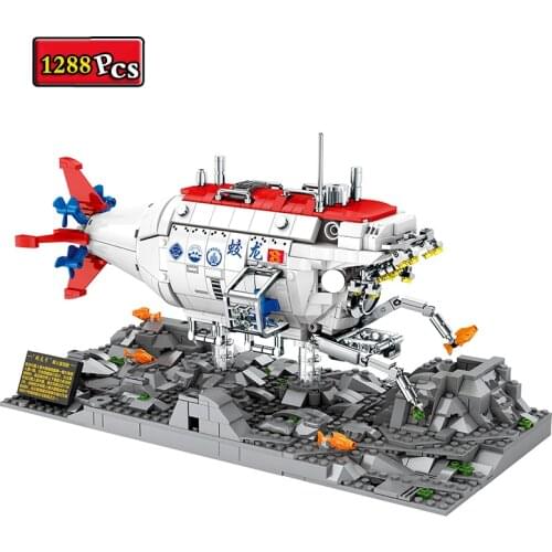 Military Scientific Research Series Marine Science Exploration Submarine MOC Model Building Blocks Bricks Toys Christmas Gifts