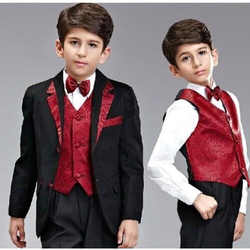 HY Boy`s suit Kids Complete Designer suit tuxedo Boys Formal Occasion wear in stock (suit+pants+jacket+bow+tie) New Arrival