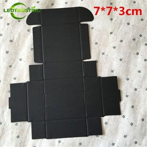 Leotrusting 50pcs 7*7*3cm Small Blank Black Paper Box Black Cardboard Paper Gift Packaging Box Handmade Wedding Paper Boxes
