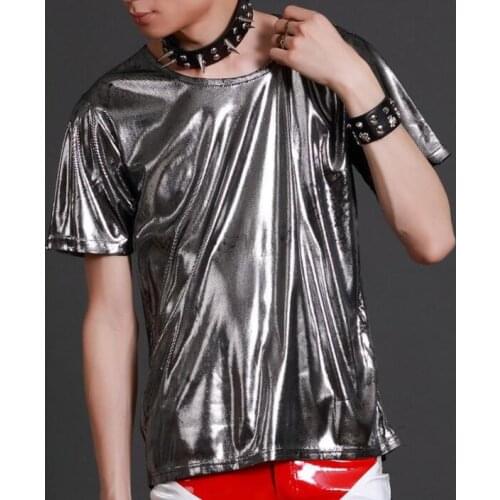 Man t shirt men singer personality tshirt streetwear short sleeve t-shirt men t shirts camiseta stage shirt homme gold silver