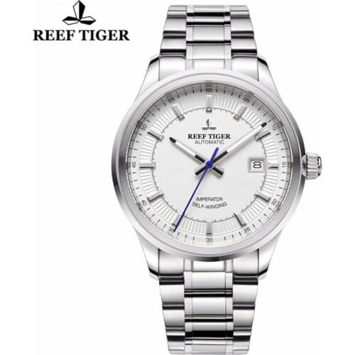 Reef Tiger/RT Business Men Top Grade Luxury Dress Mechanical Watch Automatic Movement Mens 316L Solid Steel Luminous Hands Watch