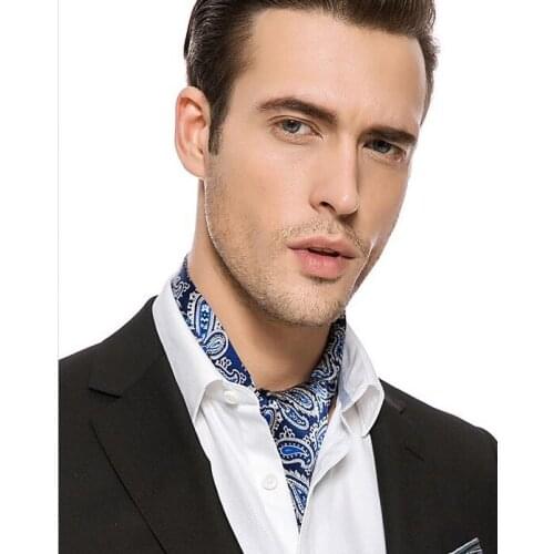 Men Necktie Silk Paisley Cravat Ascot tie Vintage British style