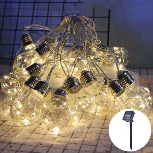 New 10/20LED Solar Bulbs String Lights Outdoor Courtyard Garden Fairy Lights for Christmas Garland Party Wedding Decoration Lamp
