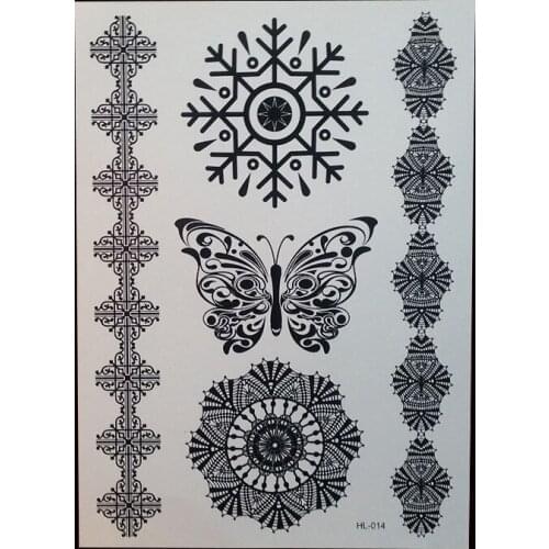 2017 New 1pcs Black Snow Butterfly Henna Temporary Tattoo for lace Hands Inspired Body Stickers