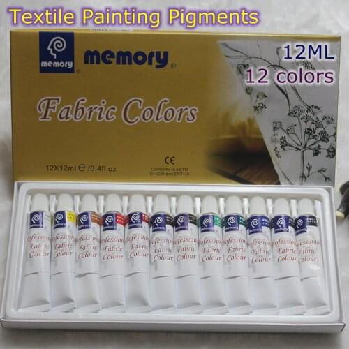 Professional Fabric Colours Paint Non Toxic12 Colors 12ml Color Set Textile Colors Pigments