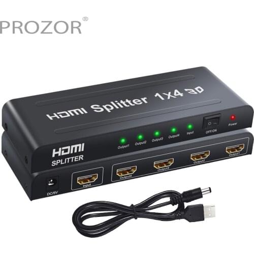 Proster HDMI Splitter 1X4 1in 4 out 4 Port Video Splitter Converter Adapter 1920x1200 Resolution Audio Splitter For DVD PS3 Xbox