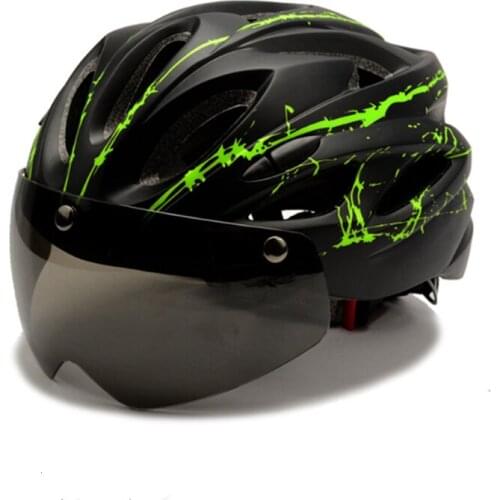 Adjustable bicycle helmet with detachable magnetic goggles mountain road bike helmet safety helmet 18 holes 2020 new