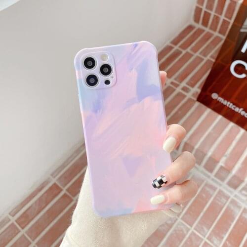 Retro Korean Mist cloud painting abstract art Phone Case For iPhone 11 12 Pro Max Xs Max XR XS 7 8 Plus X 7Plus case Cute Cover