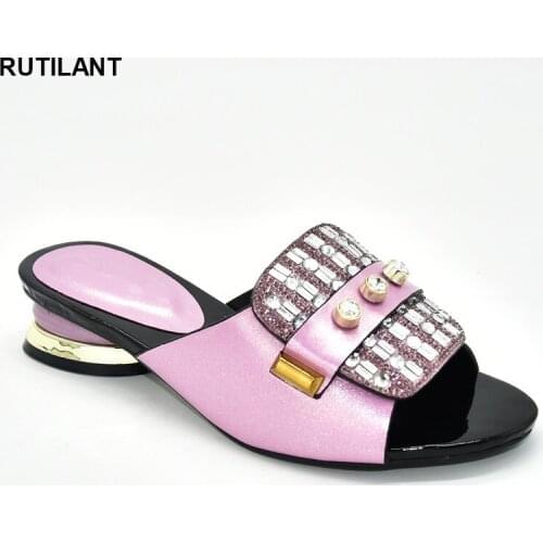 Summer Womens Mid Heels Slippers Italian In Women High Quality African Wedding Shoes Rhinestone Women Wedding Shoes Elegant