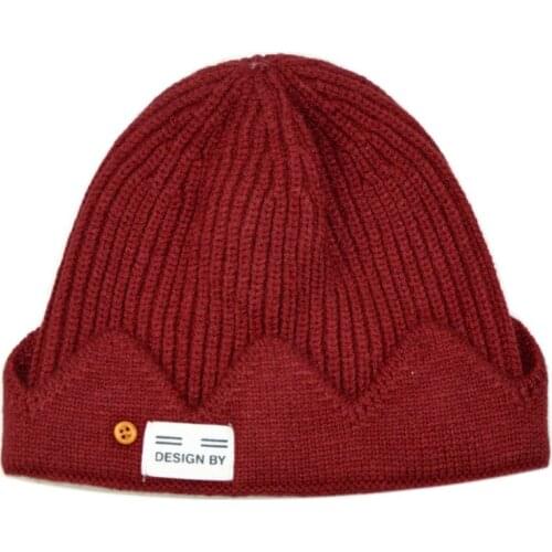 Wave Pattern Edge Knitted Winter Warm Creative Design Crown Melon Hat for Night Running Fishing Outdoor Sports Dropship