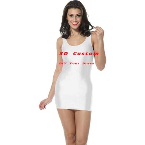 New Full 3D Print DIY Custom women Summer u Neck pencil Dress sleeveless Dresses Casual Elegant Sheath Slim Dress Dropshipping
