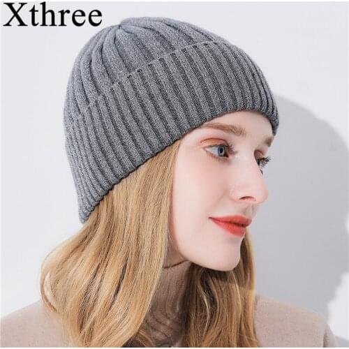 Xthree Winter Beanie Hat For Women Girl 's Wool Skullies Beanies Glittering Silk Knitted Hat Gorro Cap