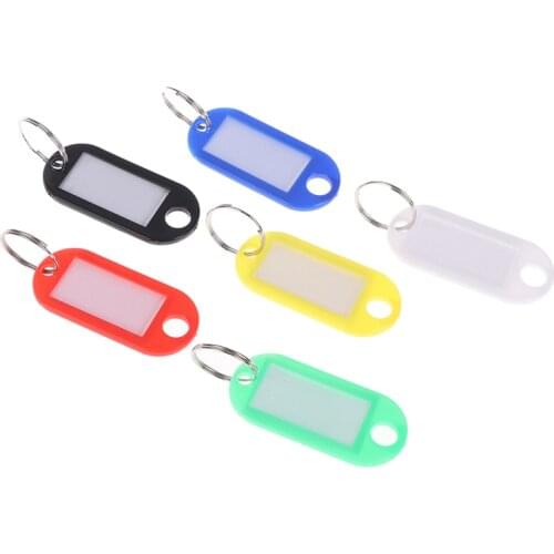 10pcs Luggage Tags Key Rings Plastic Split Ring ID Key Tags Labels Key Chains Numbered Name Baggage