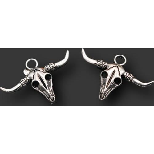 10pcs Animal Skull Pendant, Bull Skull Charms, Totem Charms, Retro Religious Charms, Mysterious Ceremony Charms, 46*31mm A2140