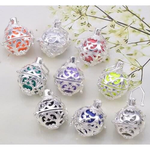 10Pcs Assort Color Sound Ball Cage Pendants For Women-to-baby