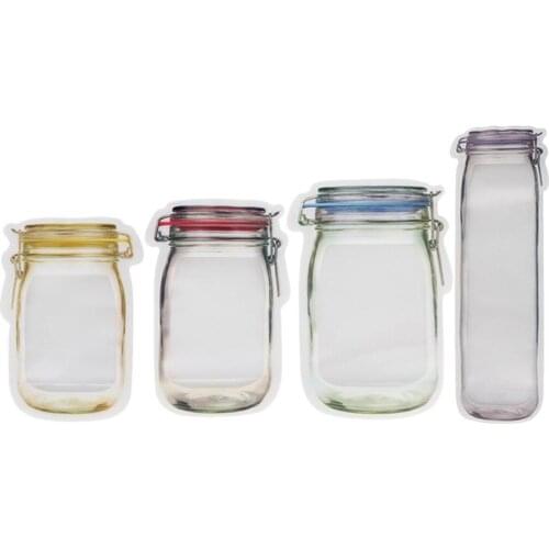 10PCS Resealable Bags Clear Self Seal Ziplock Packing Reusable Jar Bottles Bags Nuts Candy Cookies Bag Snacks Zipper Sealed