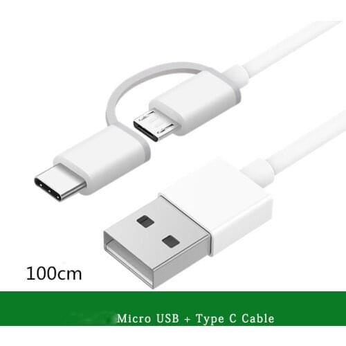 Original Xiaomi 2 in 1 Cable Type C Micro usb Cable Quick Charge Sync Data Line 100cm For Mi 9 6 6x 8 lite A3 CC9 Redmi note 8