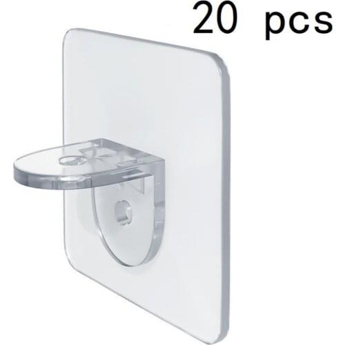 20Pcs/set Shelf Support Adhesive Pegs L-Shaped Plastic Closet Cabinet Shelf Support Clips Wall Hanger For Bathroom Kitchen