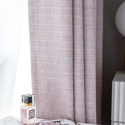 2021 Nordic Simple Modern Pink Purple Light Luxury Style Cotton and Linen Curtains for Bedroom Living Room Blackout Curtains