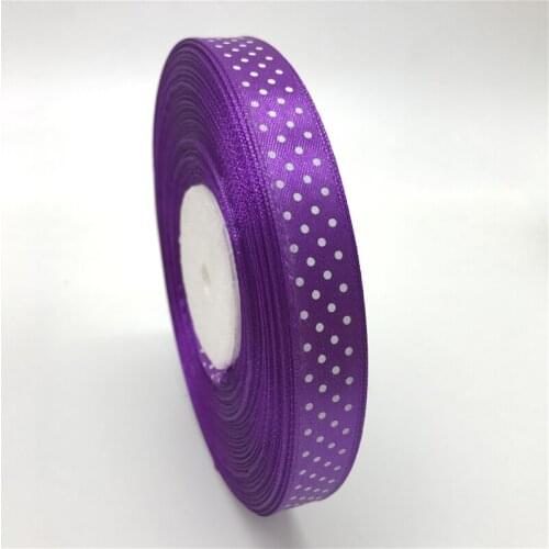 5Yards/lot 5/8" 15mm Purple Printing Polka Dot Satin Ribbon Hair Bow Party Christmas Wedding Decoration DIY Sewing Craft