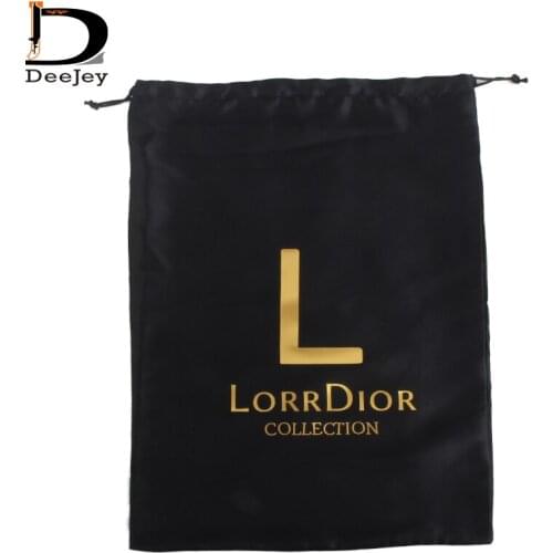 Brand printed polyester satin silk bags 28x40cm drawstring hair bags packaging wig packaging bags 50pcs lot