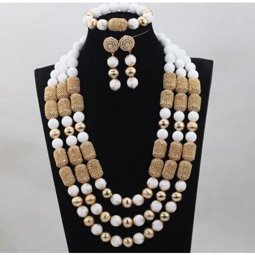 African White Beads Jewelry Sets Quality New Accessories Necklace Jewelry Set New WD907
