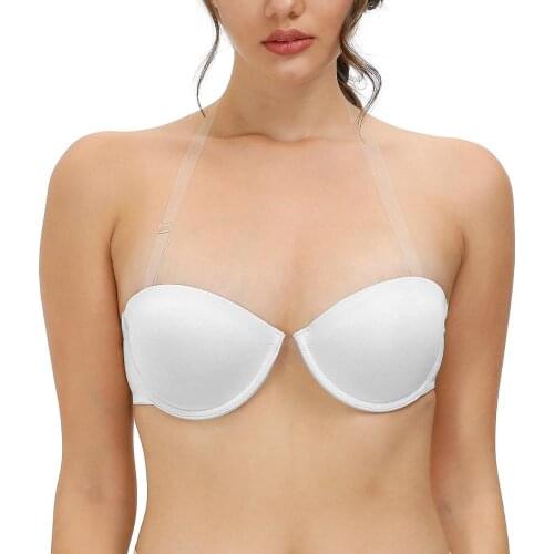 New Halter Bra 65 70 75 80 85 90 100 A B C D DD E Silicone Straps Strapless Push Up Sexy Adjusted Womens Invisible Lingerie