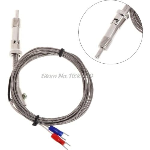 Stainless Steel Temperature Sensor K Type Thermocouple Bayonet Compression Spring 2m Cable Wire for Temperature Controller