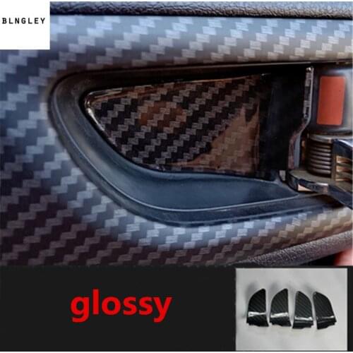 1lot ABS Carbon fiber Interior door shake handshandle bowl decoration cover for Subaru Forester 2013-2017 / XV 2012-2017