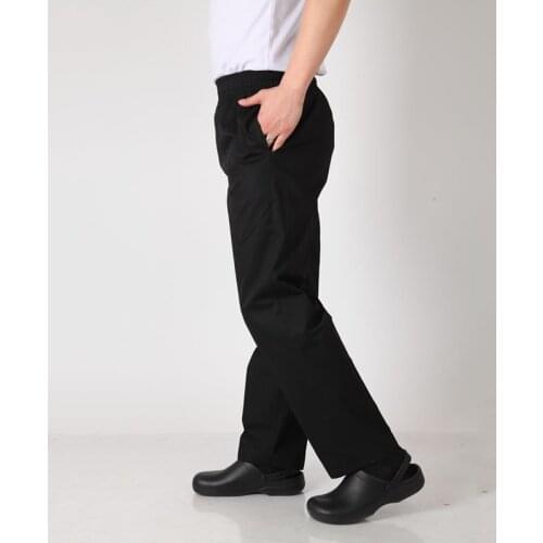 Elastic Waiter Trousers Men Chef Pants High Quality Waist Chef Working Pants Hotel Restaurant Black Work Wear